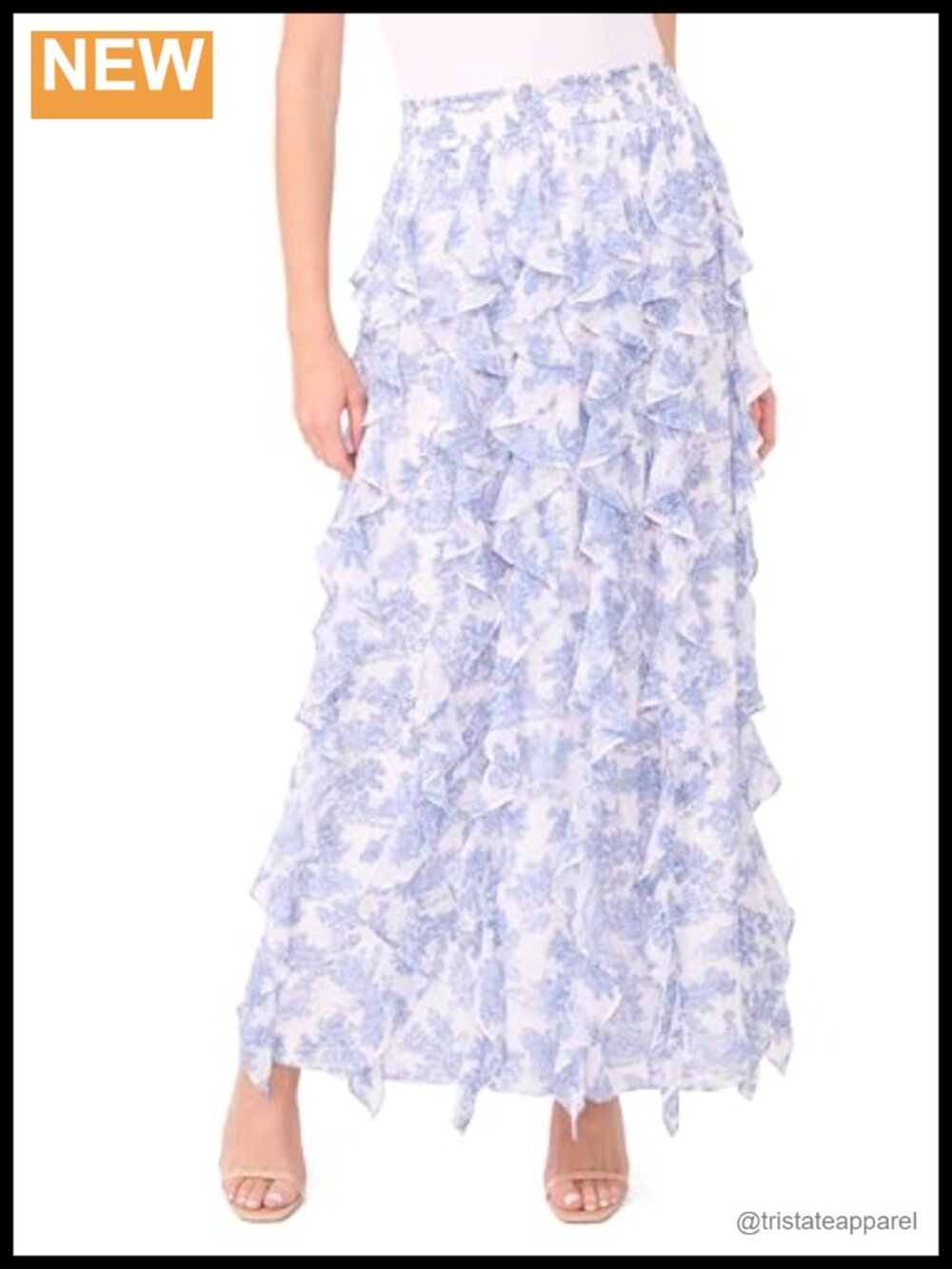 Smocked Waist Ruffled Corkscrew Maxi Skirt Contemporary Full Skirt